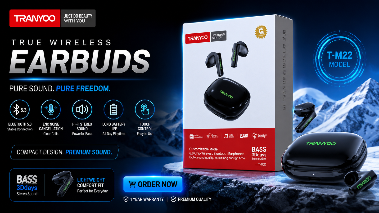 Tranyoo Bluetooth Earbuds