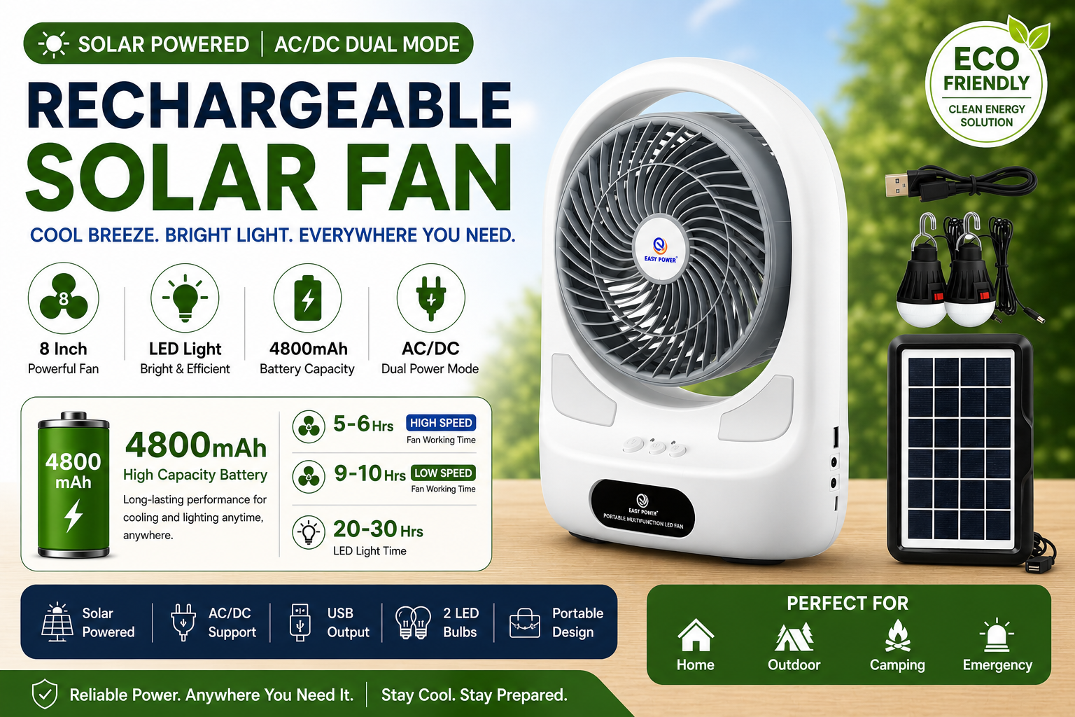 Rechargeable Solar Fan EP-708