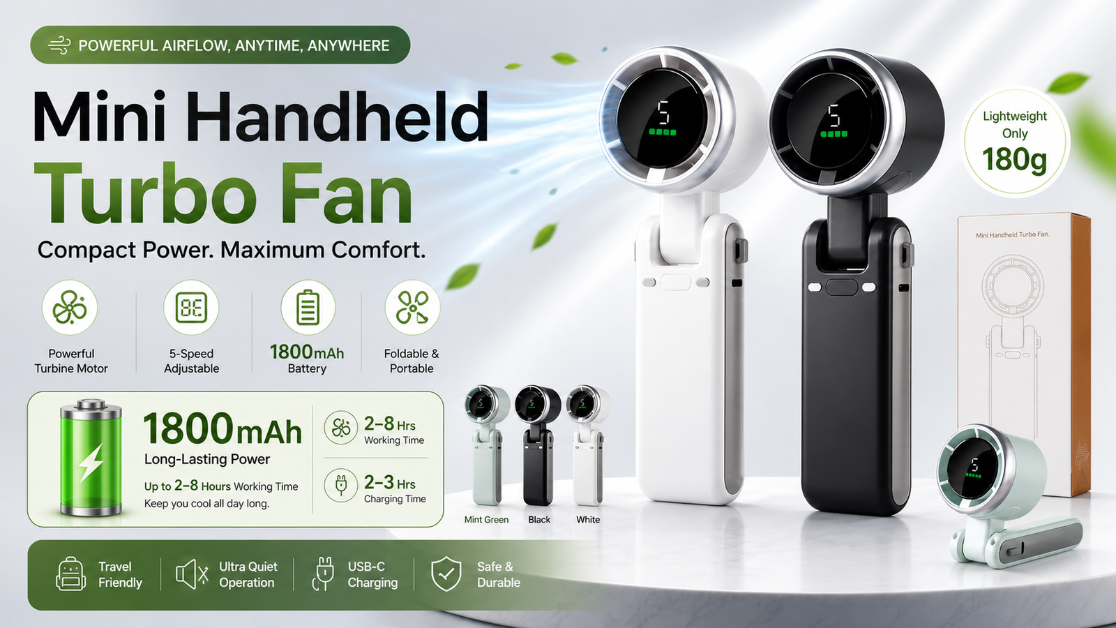 High Speed Folding Mini Turbo Fan